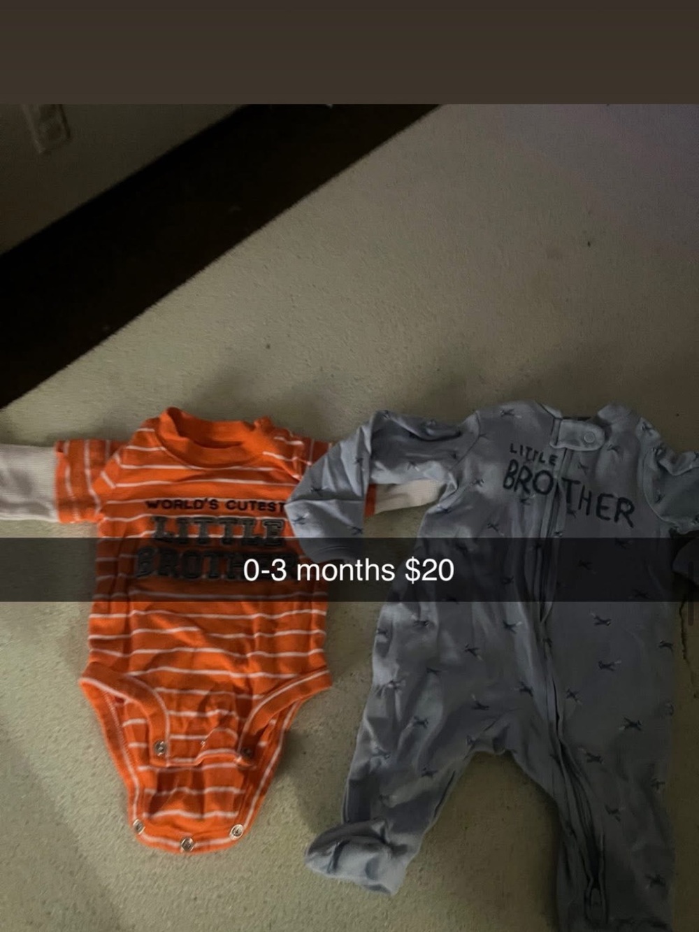 Orange Striped "Little Brother" One-Piece Bodysuit - 0-3 Months